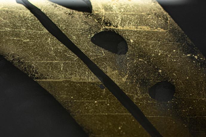 Površina s nanesenim zlatnim listićima i obrađenim uzorkom dizajna